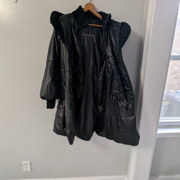 Mackage Black Long Puffer Coat with Knit Trim & Bell Sleeves - Picture 5 of 7